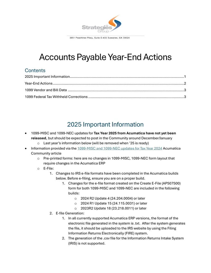 Accounts Payable Year-End Actions Guide