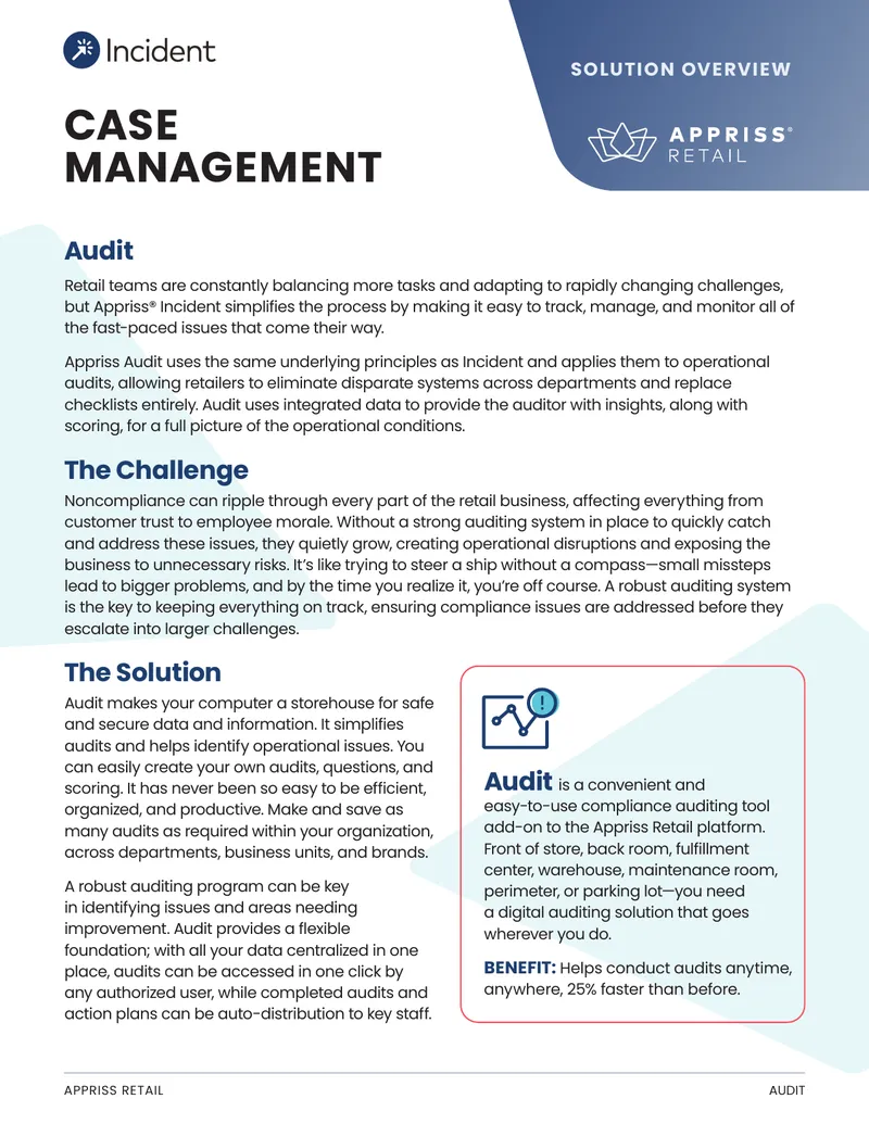 Appriss Retail Audit Compliance Solution Overview