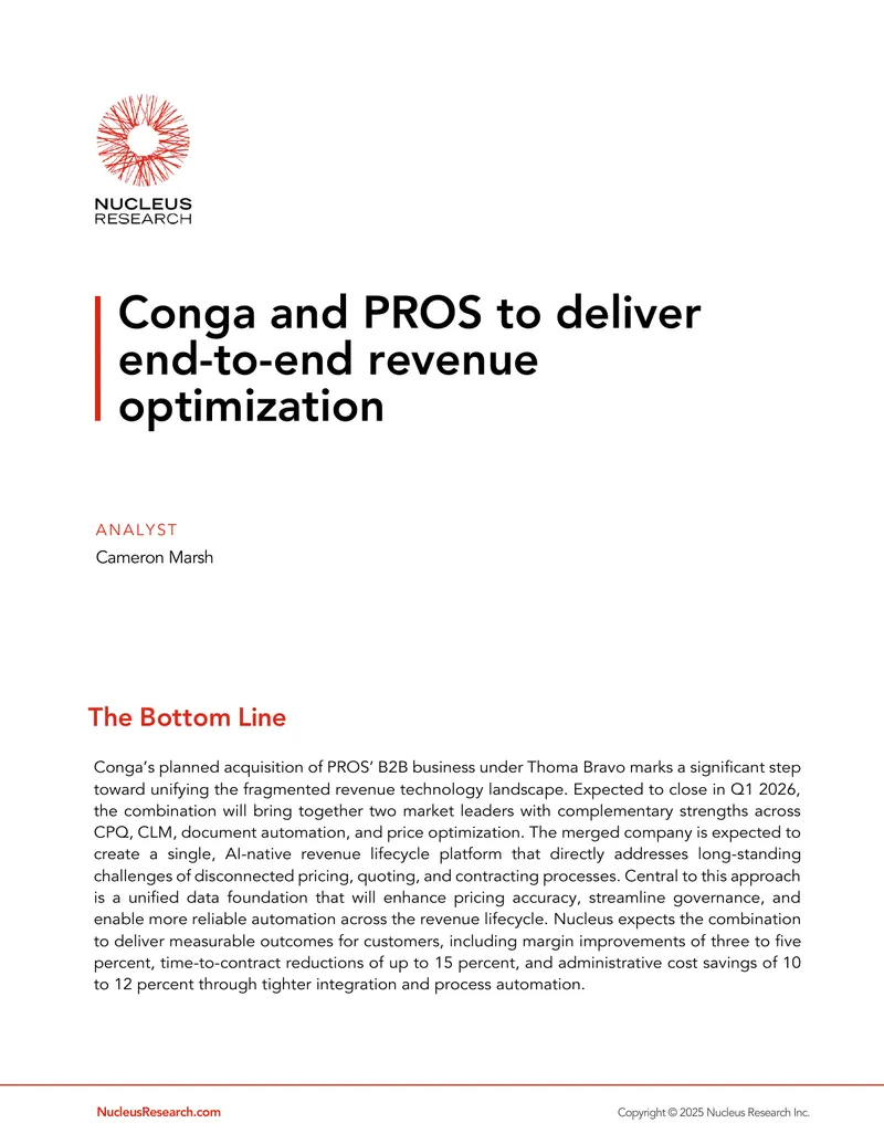 Conga and PROS Acquisition for Revenue Optimization