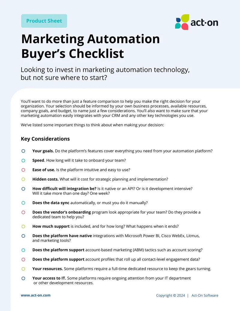 Marketing Automation Buyer’s Checklist