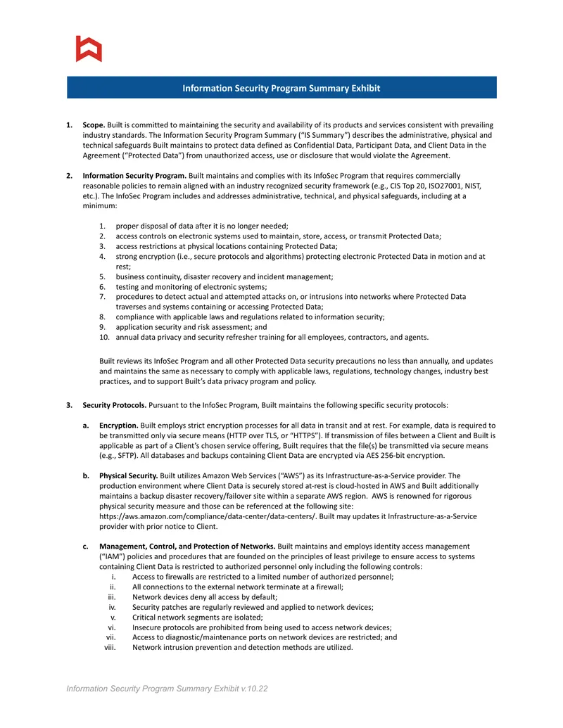 Information Security Program Summary Exhibit