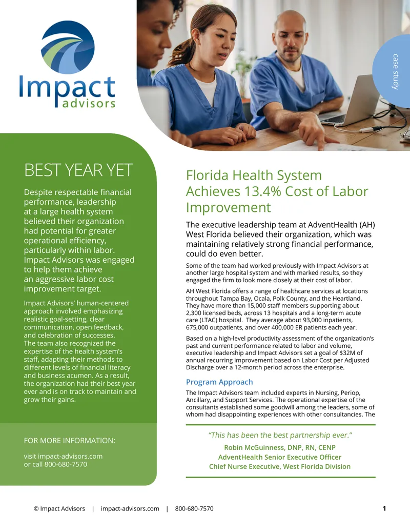 Labor Cost Improvement Case Study for AdventHealth