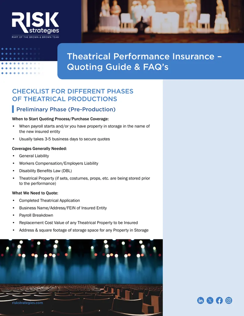 Theatrical Performance Insurance Quoting Guide and FAQs