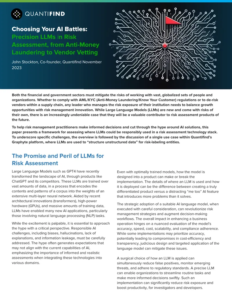 Large Language Models in Risk Assessment Framework