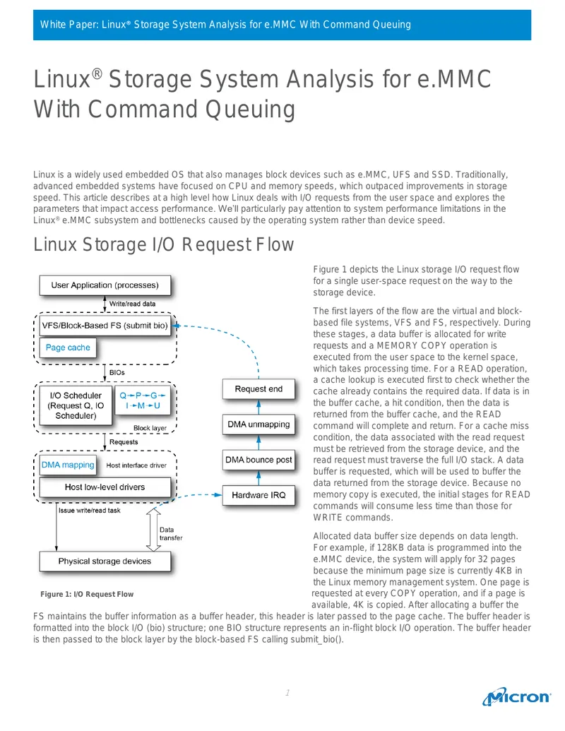 Linux Storage System Analysis for e.MMC with Command Queuing