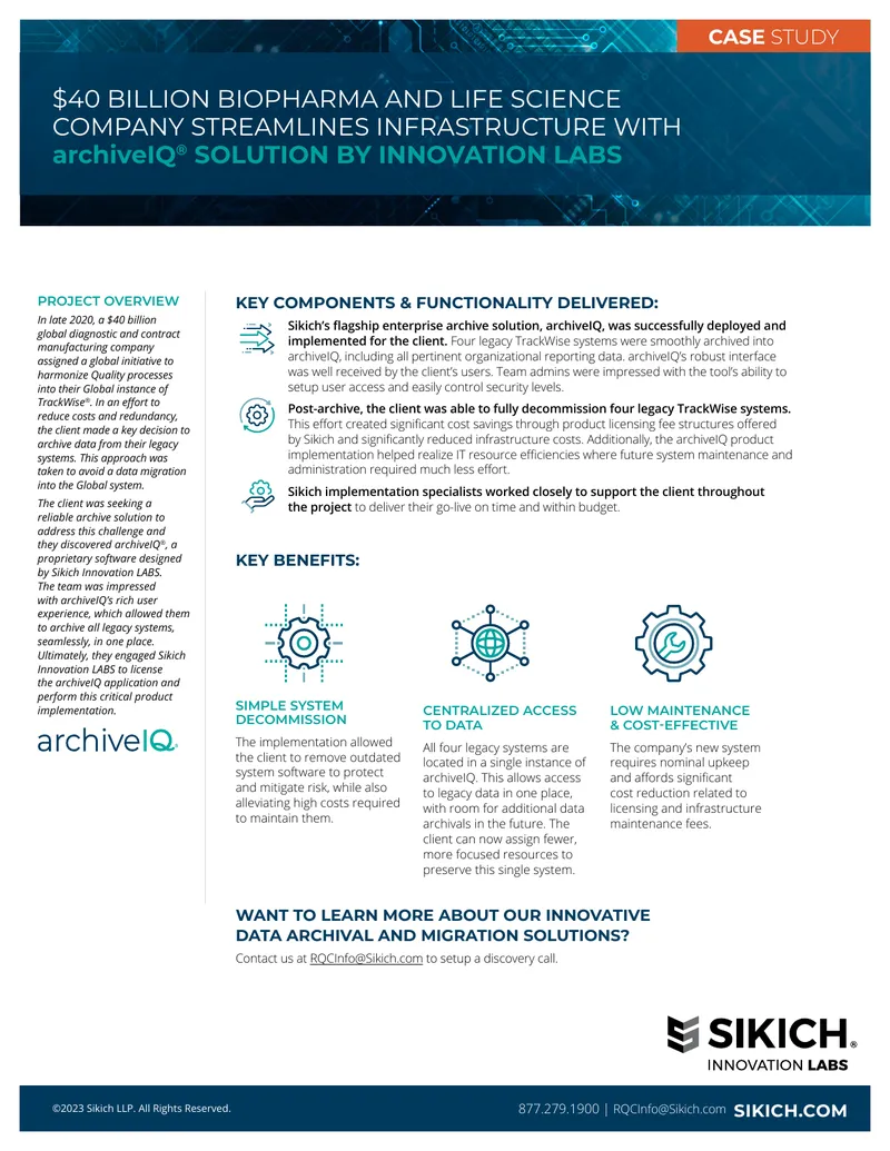 Biopharma Company Streamlines Infrastructure with archiveIQ Solution