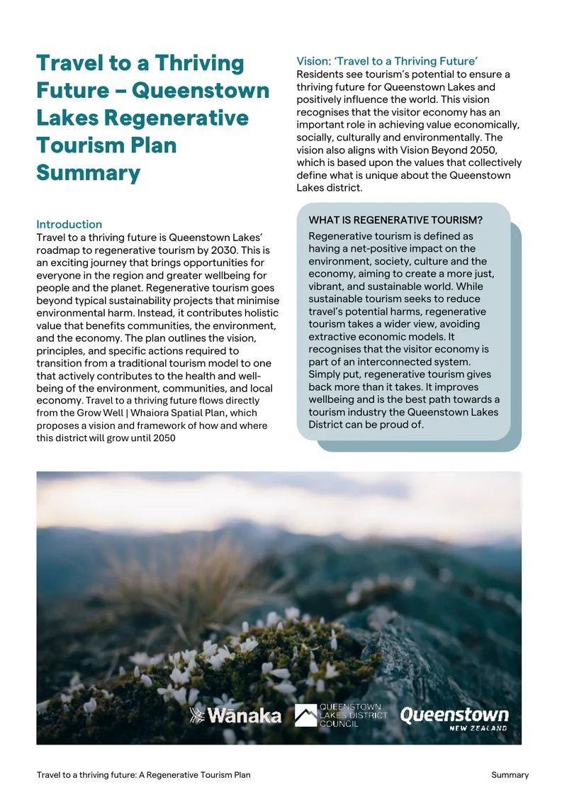 Queenstown Lakes Regenerative Tourism Plan