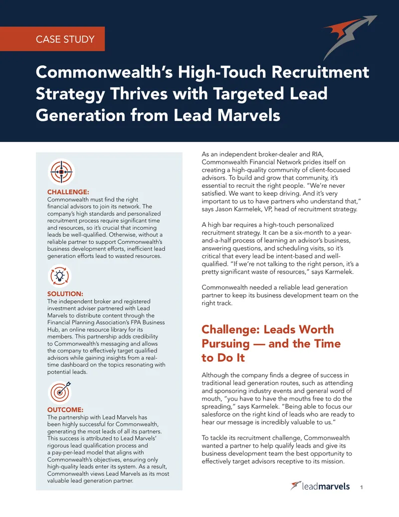Commonwealth Financial Network Recruitment Strategy Case Study