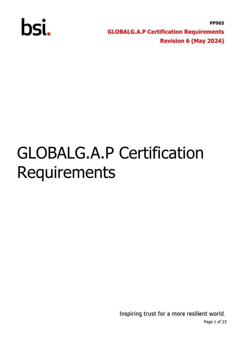 GLOBALG.A.P Certification Requirements Guidebook