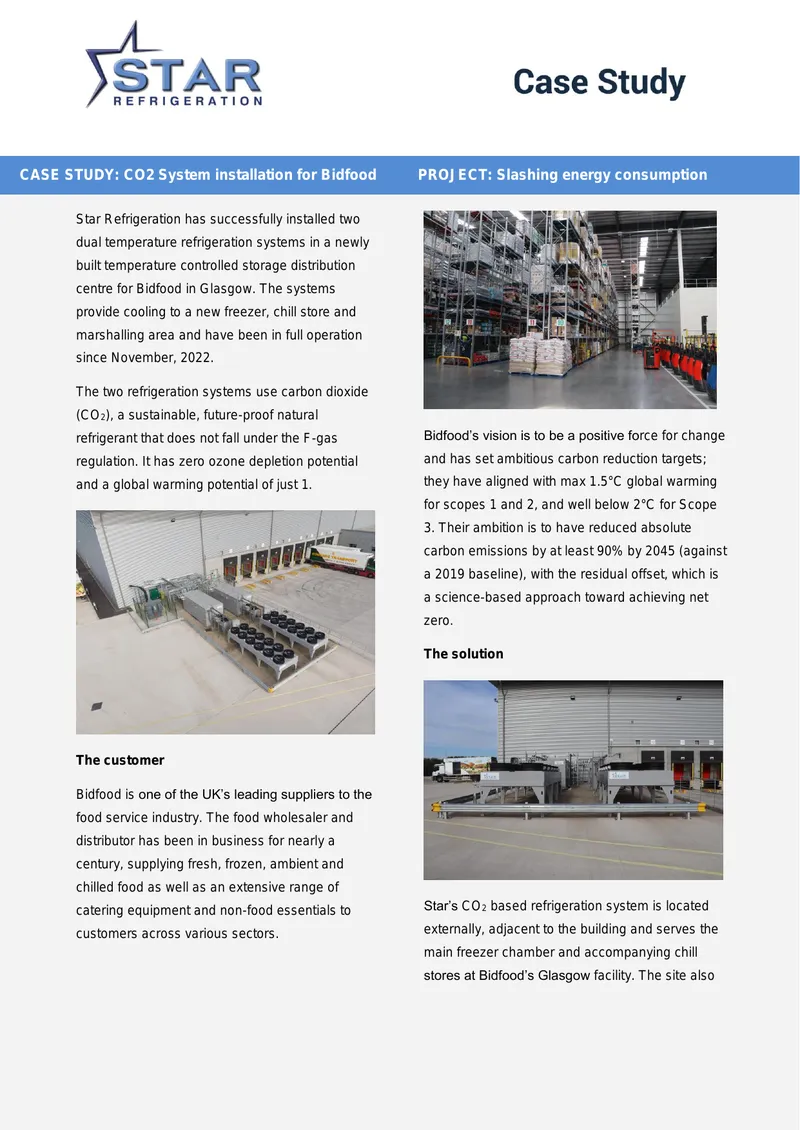 CO2 Refrigeration System Installation for Bidfood