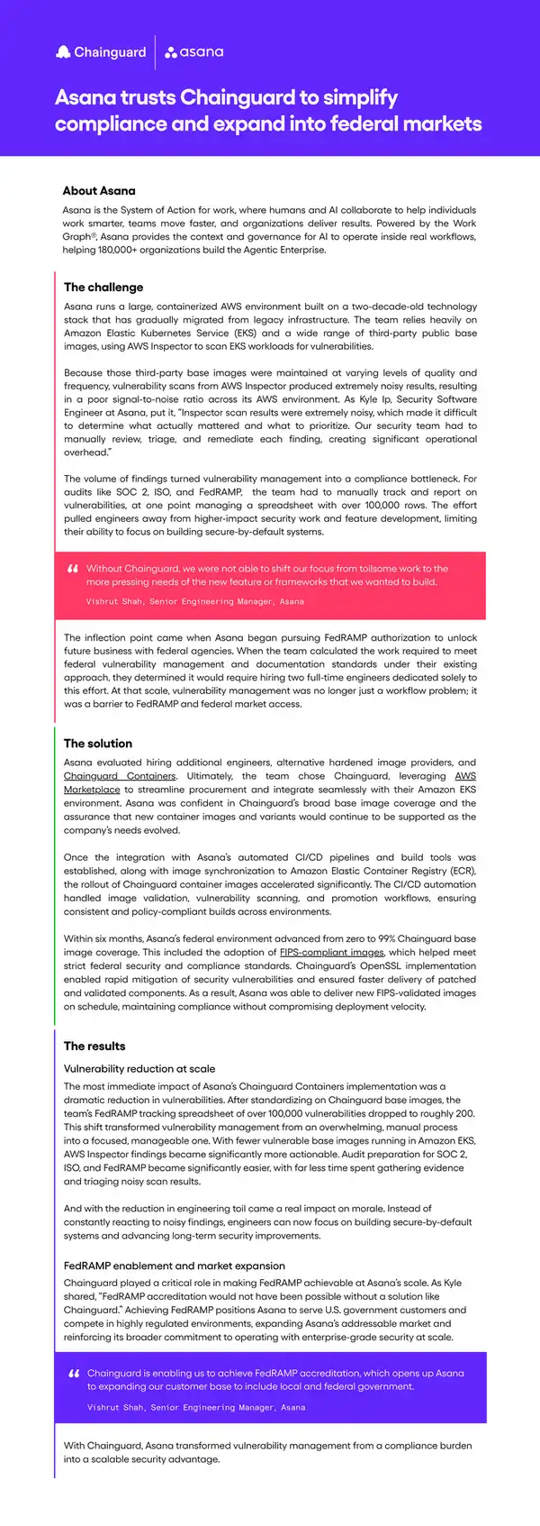 Asana's Implementation of Chainguard for Compliance