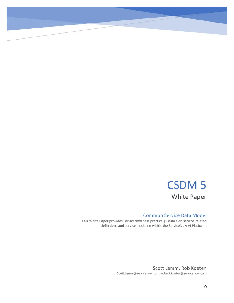 Common Service Data Model CSDM 5 White Paper