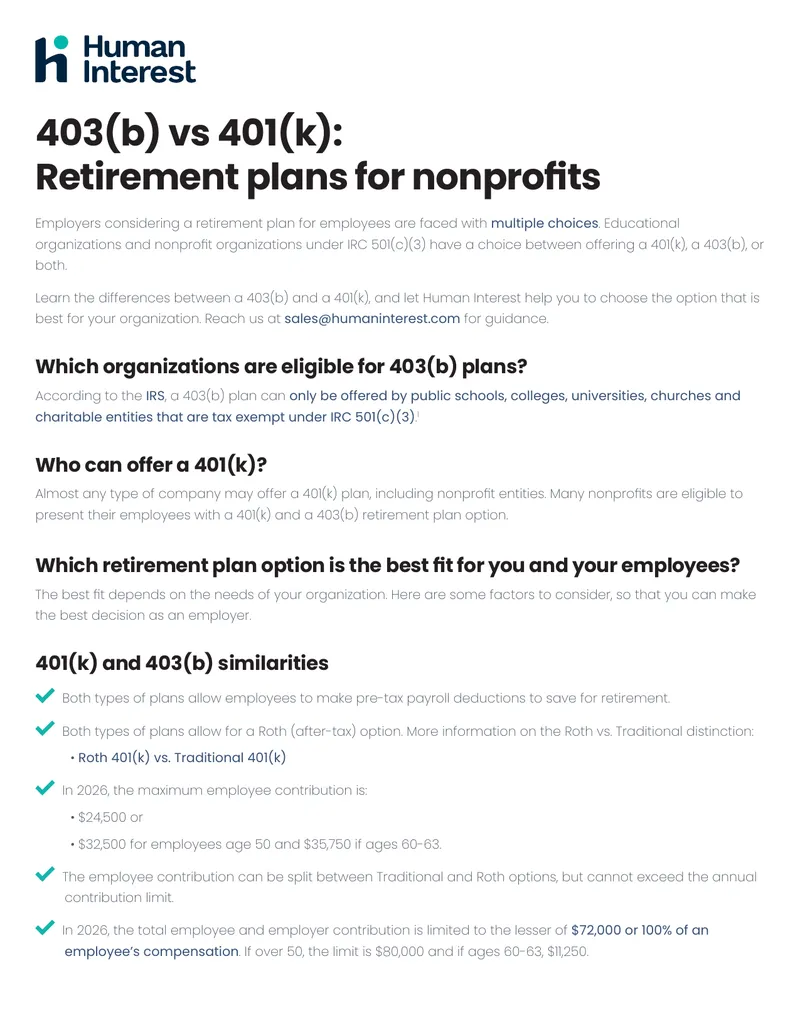 Comparison of 403(b) and 401(k) Retirement Plans