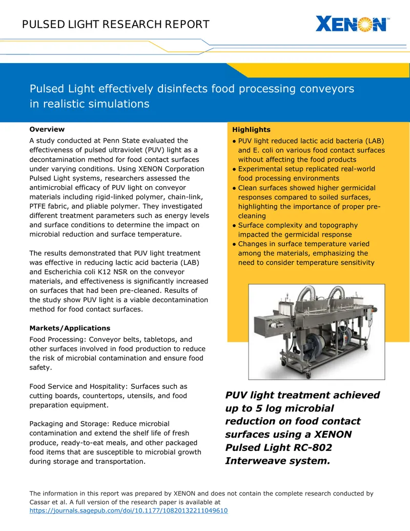 Pulsed Ultraviolet Light Decontamination Research Report