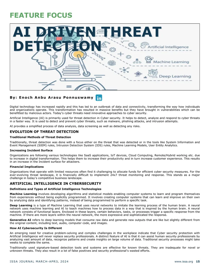 Artificial Intelligence Applications in Cybersecurity