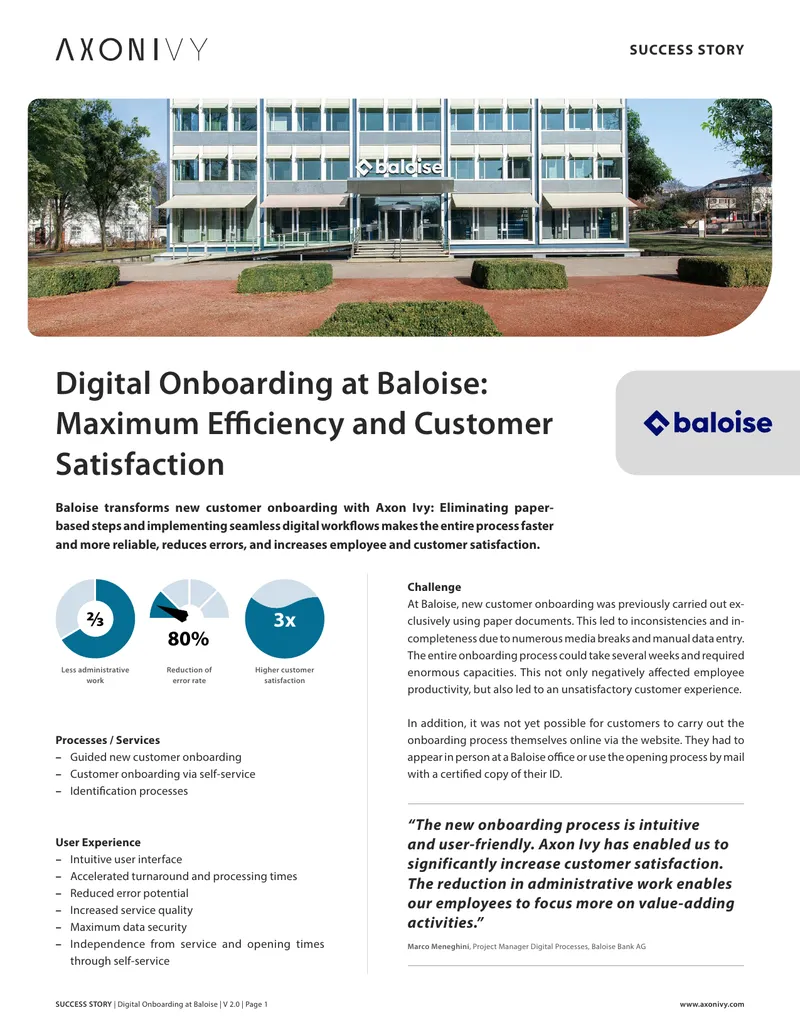 Digital Onboarding Transformation at Baloise