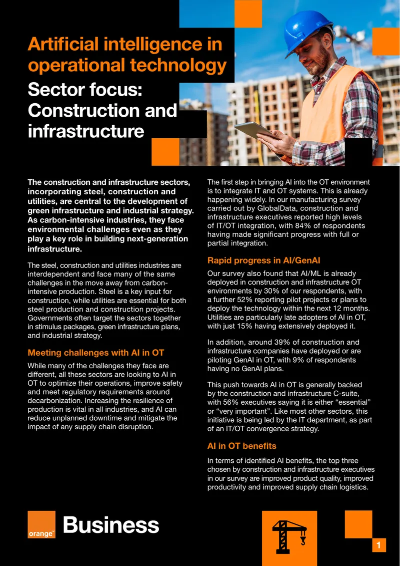 Artificial Intelligence in Operational Technology for Construction