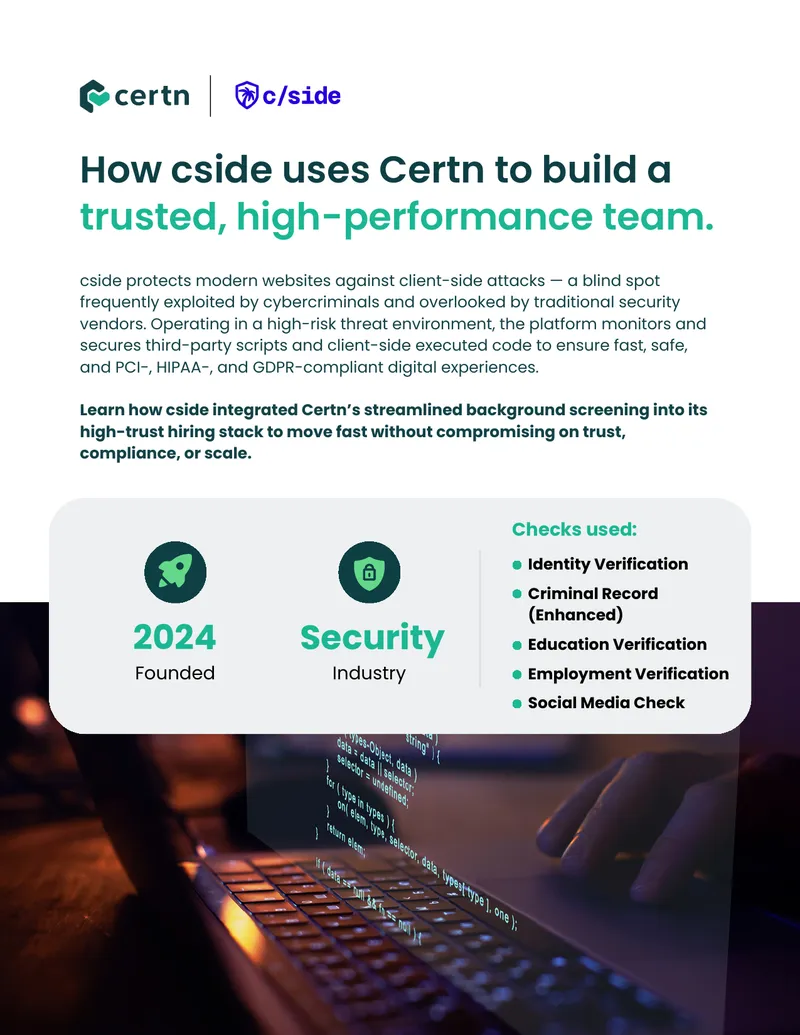 cside's Integration of Certn for Background Screening