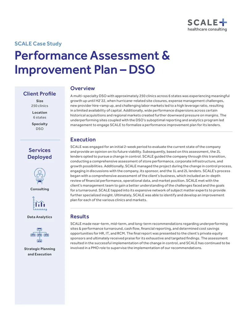 Performance Assessment and Improvement Plan for DSO