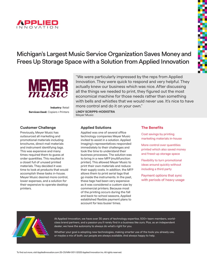 Meyer Music In-House Printing Solution Implementation