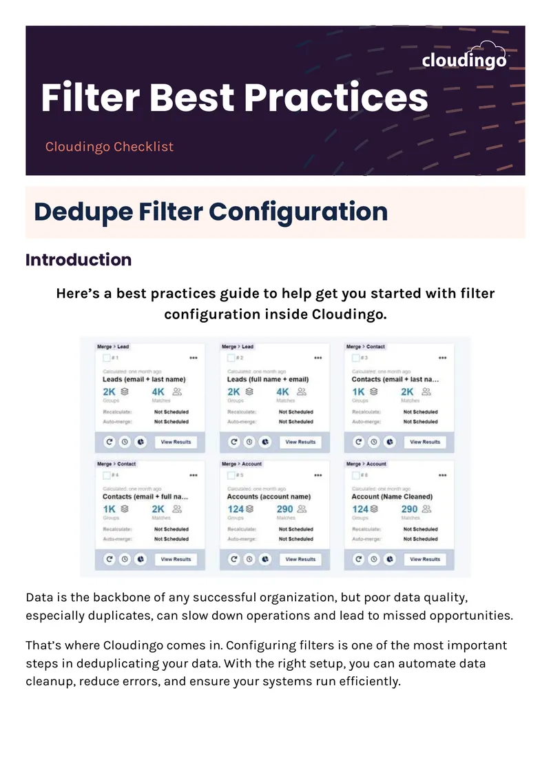 Best Practices Guide for Cloudingo Filter Configuration