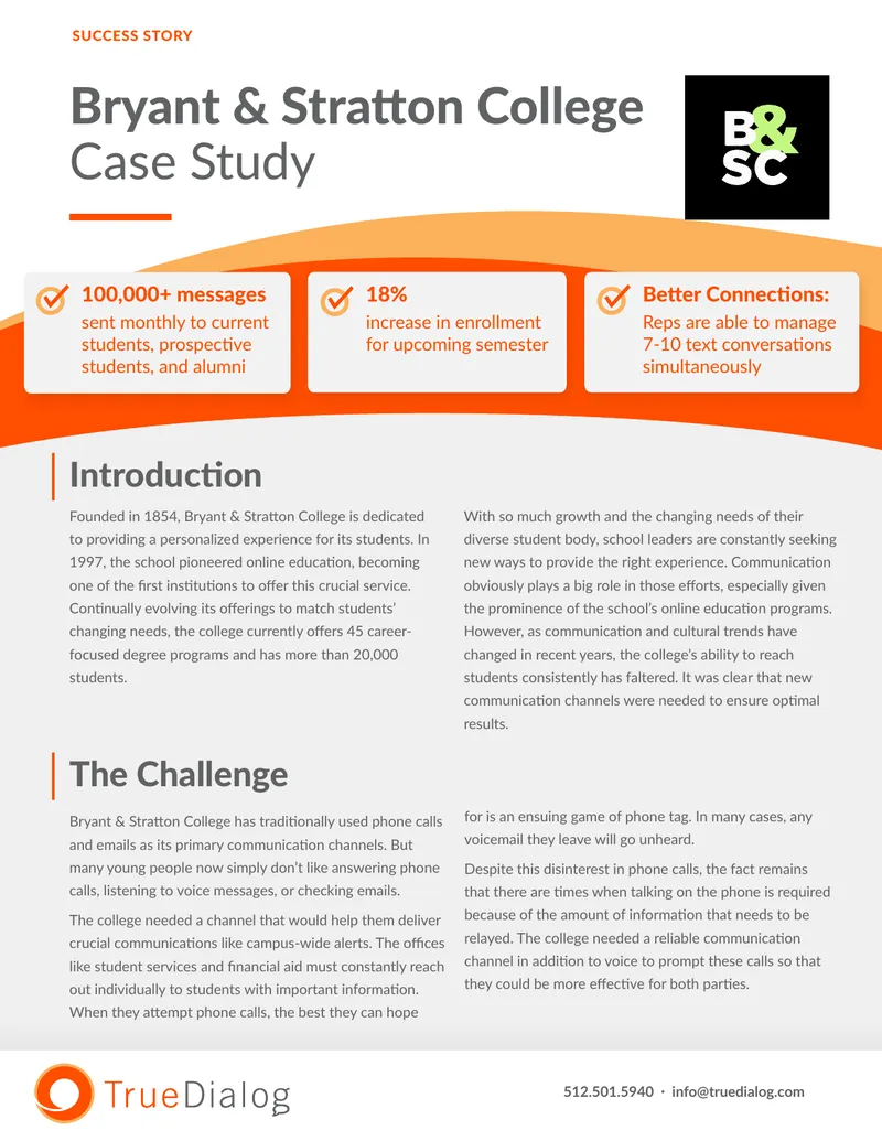 Bryant & Stratton College SMS Communication Case Study