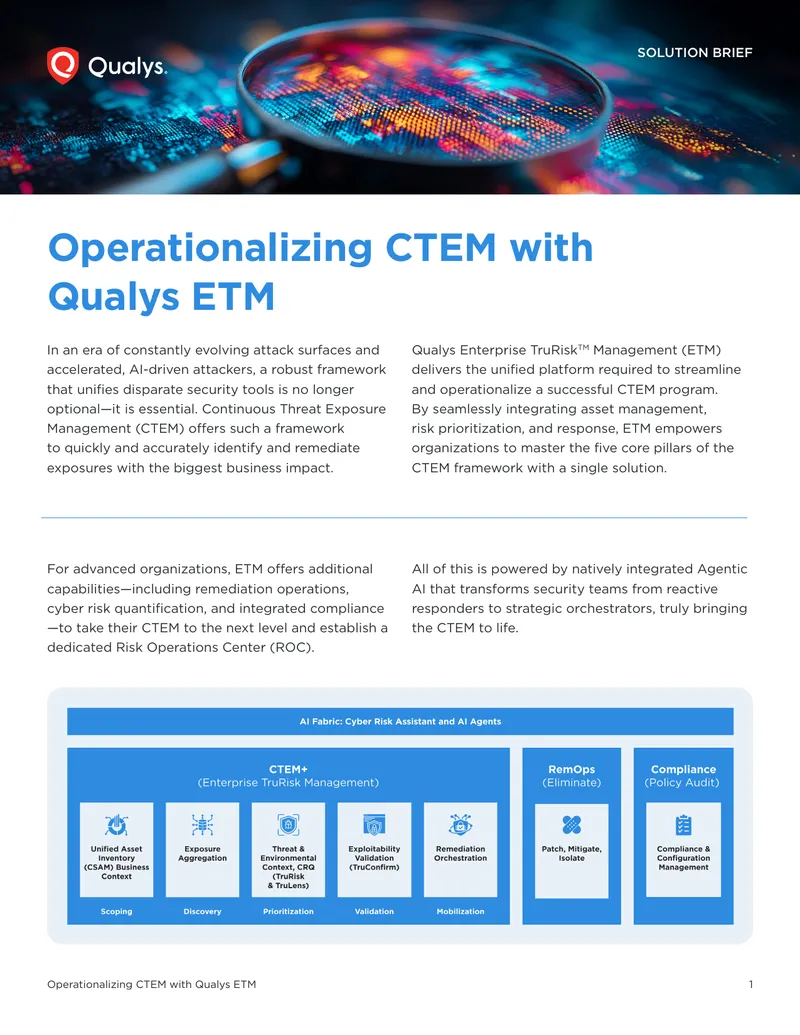 Operationalizing Continuous Threat Exposure Management with Qualys ETM