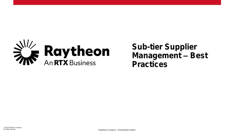 Sub-tier Supplier Management Best Practices Guidelines