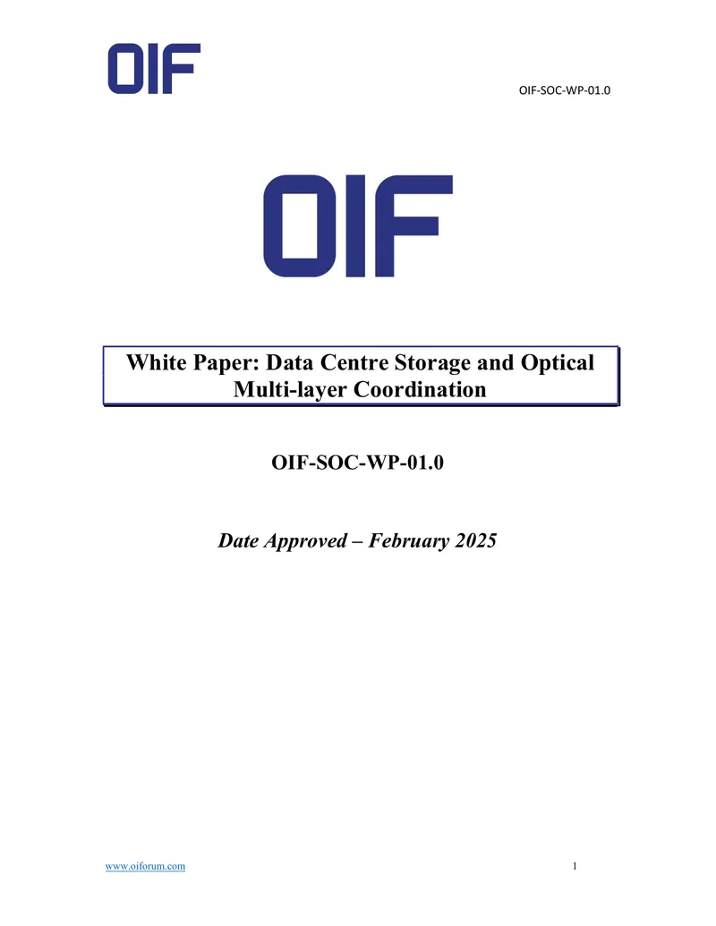 Data Centre Storage and Optical Multi-layer Coordination White Paper