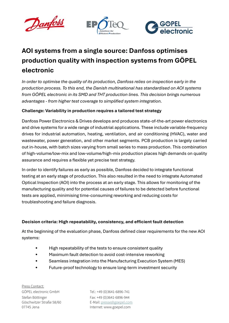 Integration of AOI Systems in Danfoss Production
