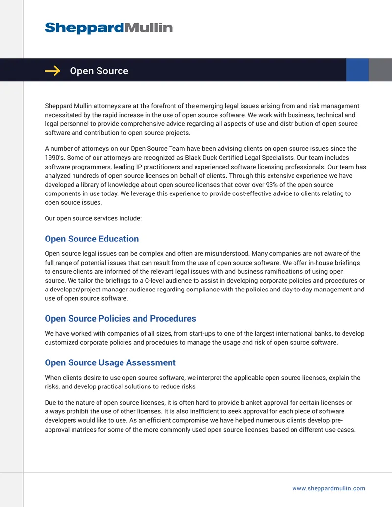 Open Source Software Legal Advisory Services