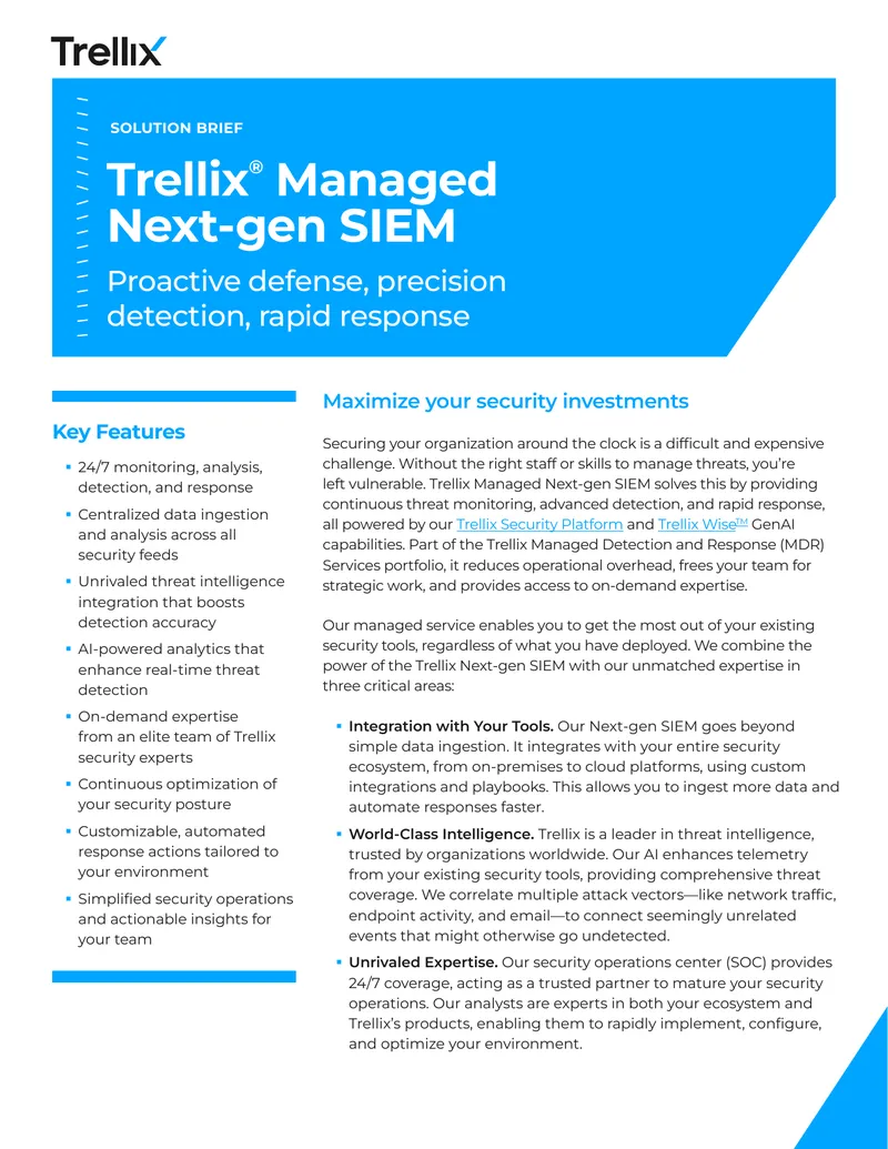 Trellix Managed Next-gen SIEM Solution Brief