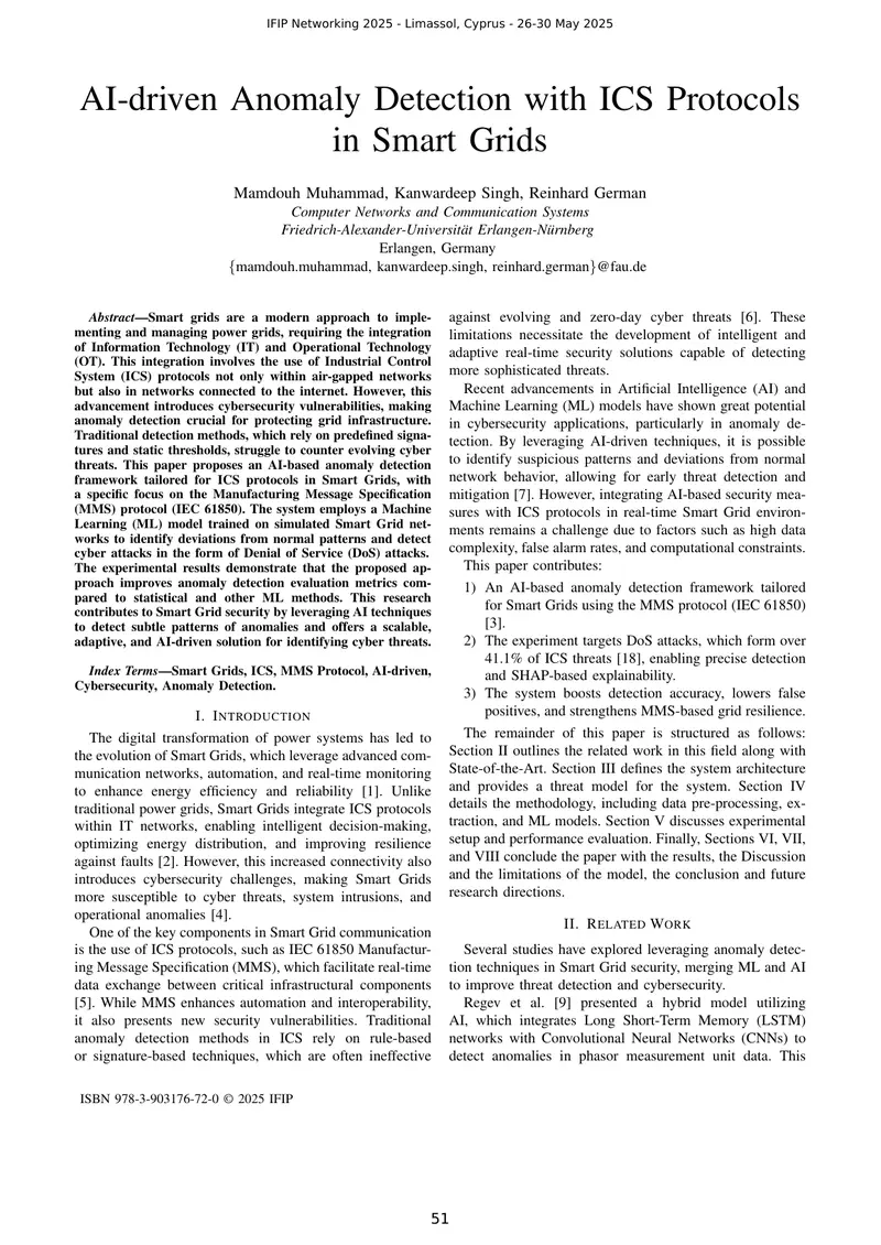 AI-based Anomaly Detection Framework for Smart Grids