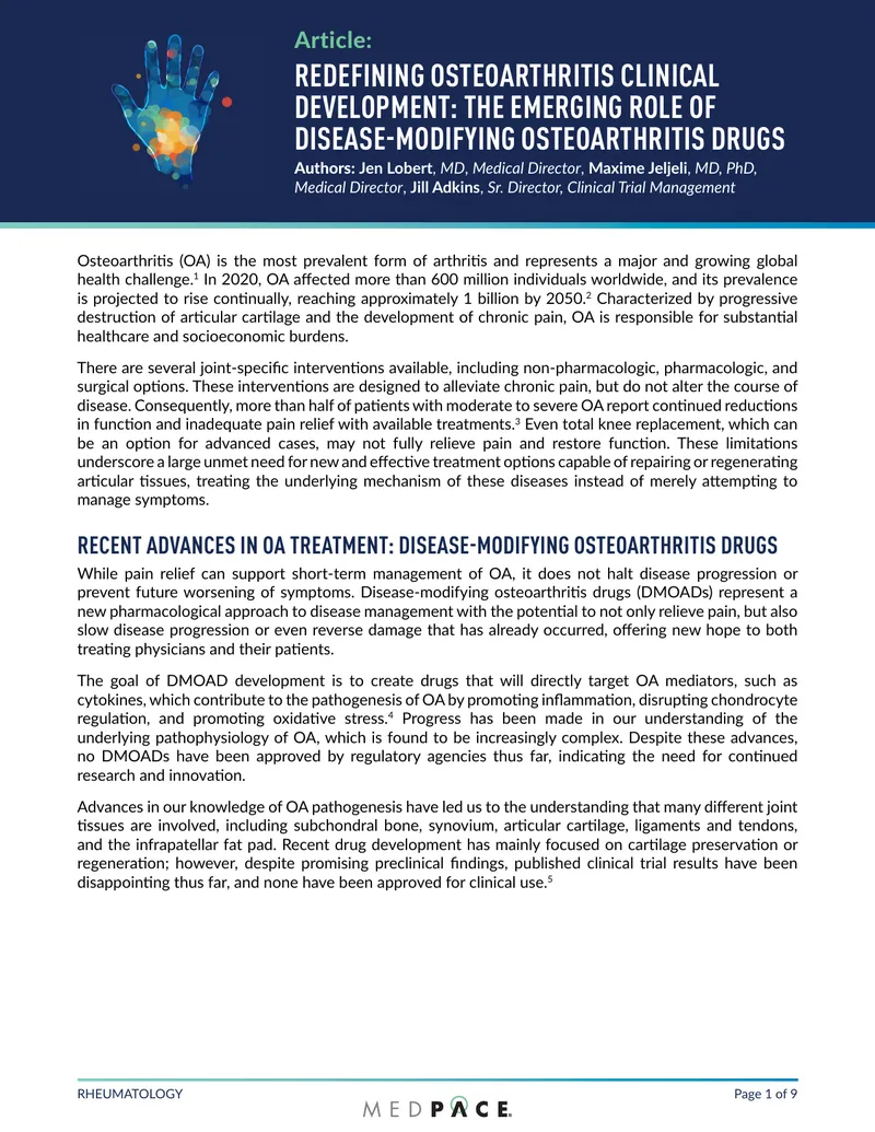 Emerging Role of Disease-Modifying Osteoarthritis Drugs