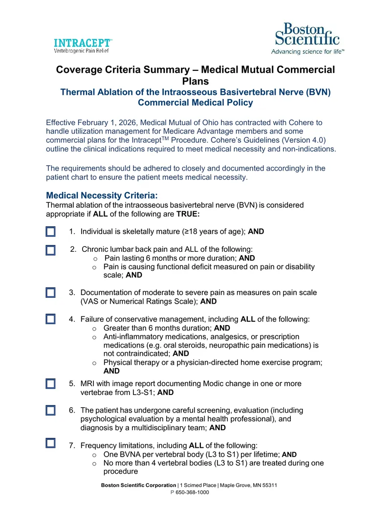 Coverage Criteria for Thermal Ablation of BVN
