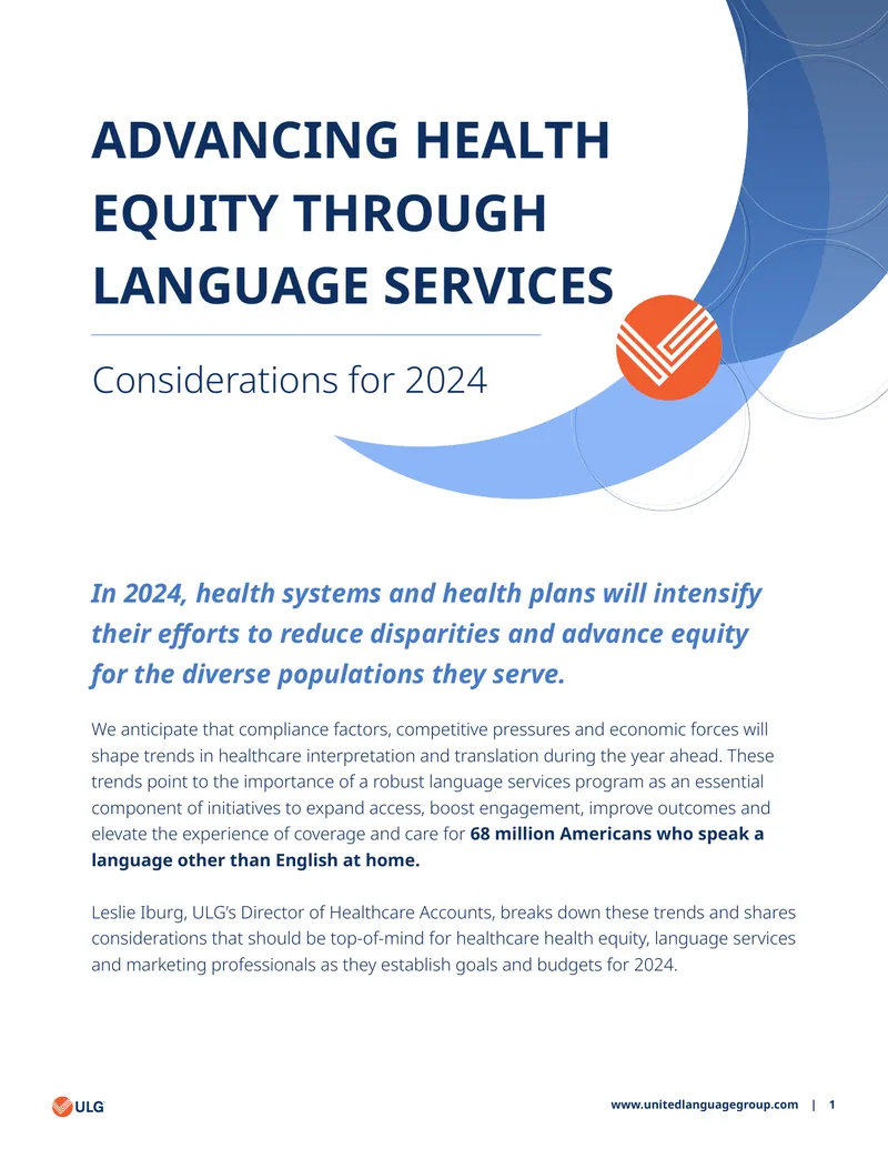 Advancing Health Equity Through Language Services