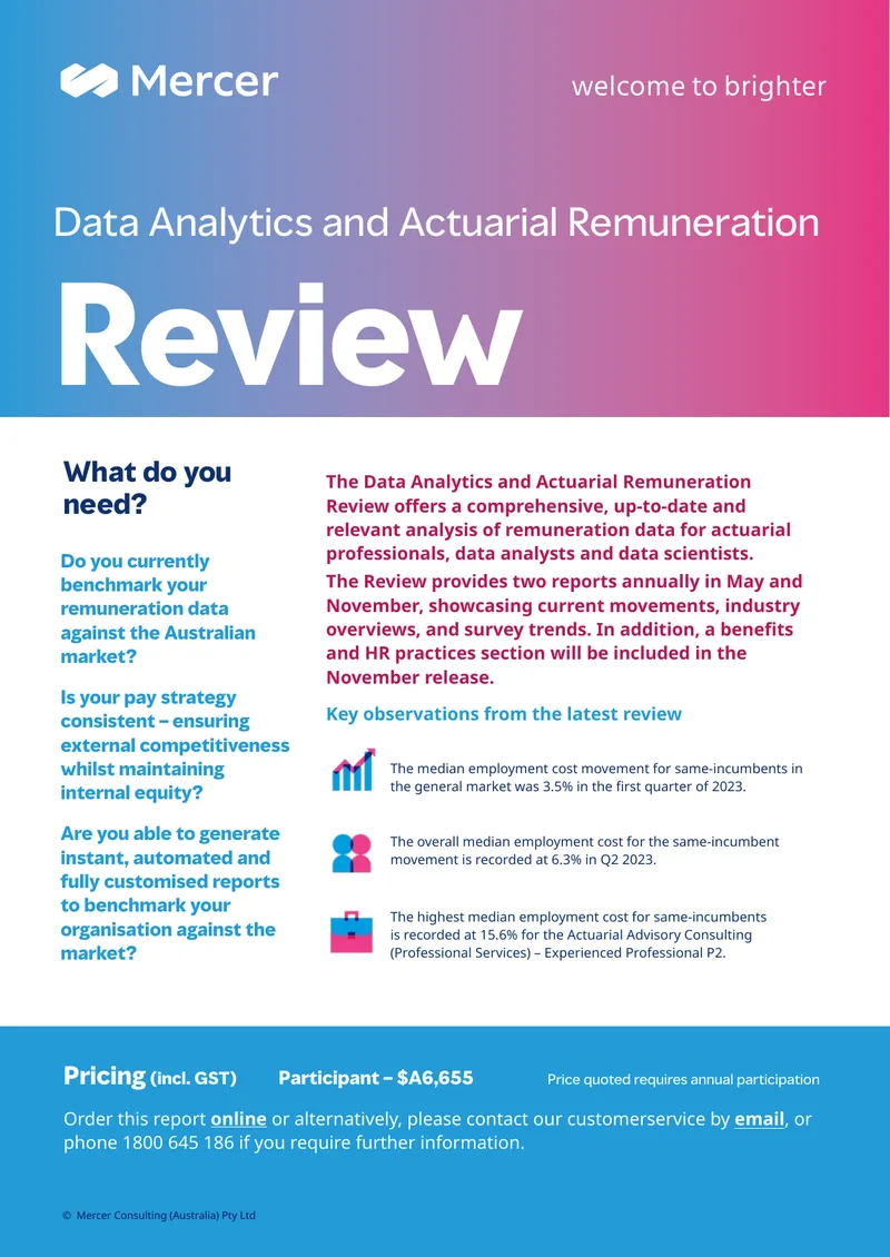 Data Analytics and Actuarial Remuneration Review