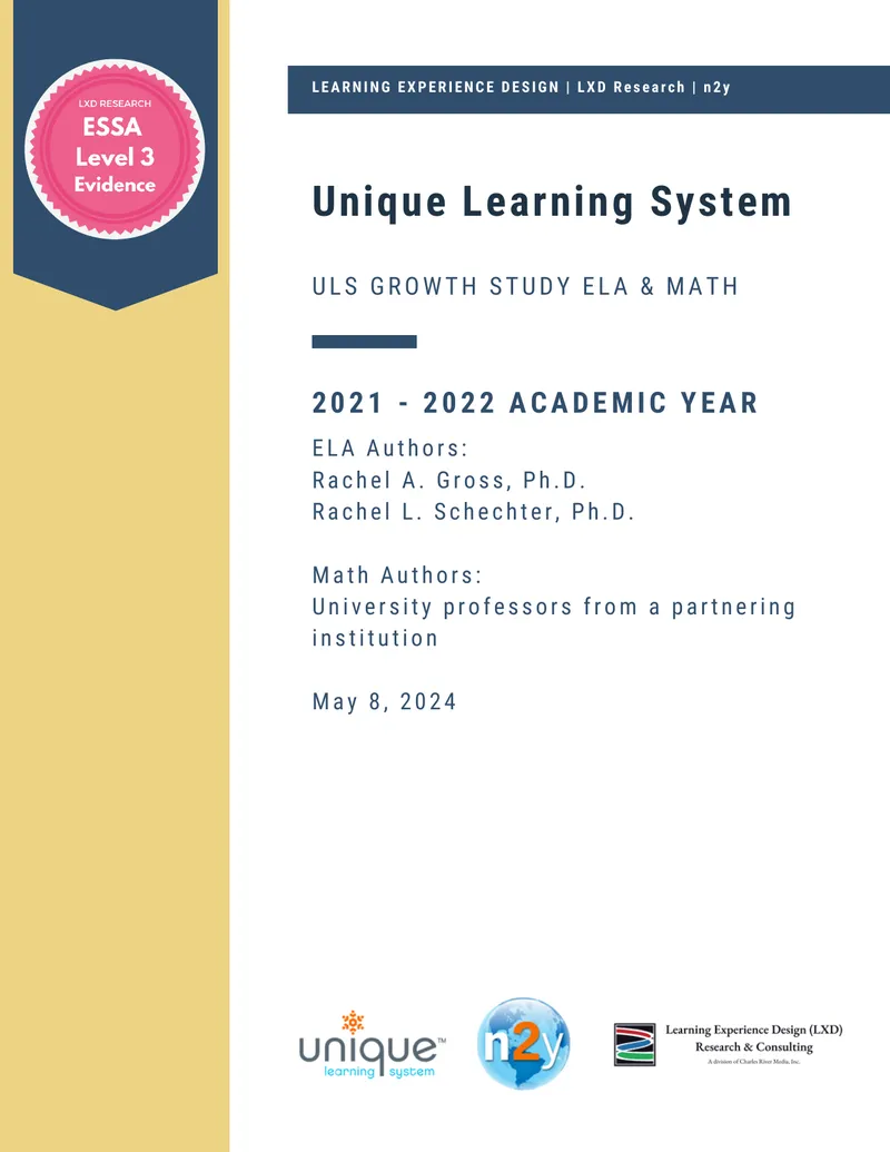 Unique Learning System Efficacy Study for ELA and Math