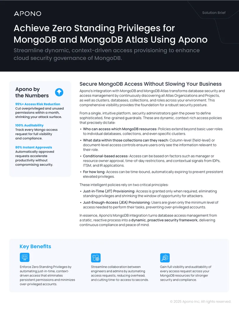Zero Standing Privileges for MongoDB Access Management