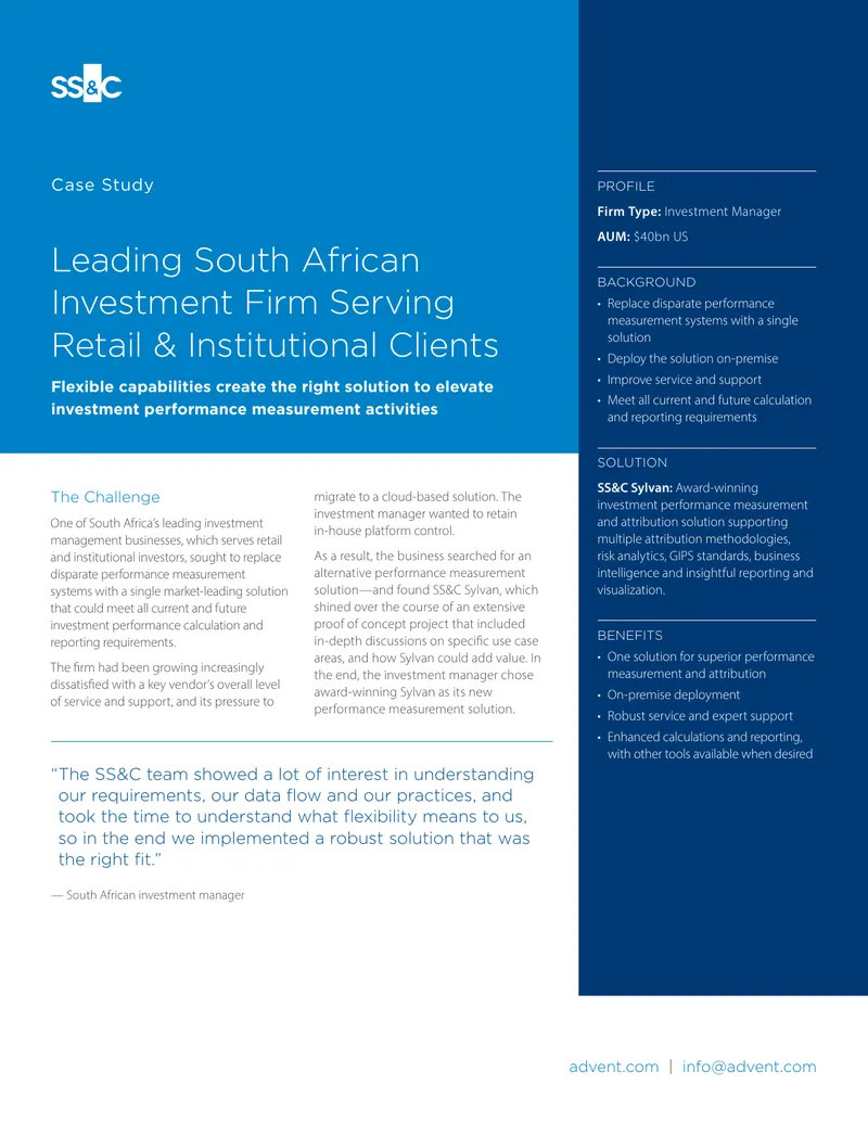 Investment Performance Measurement Solution Case Study