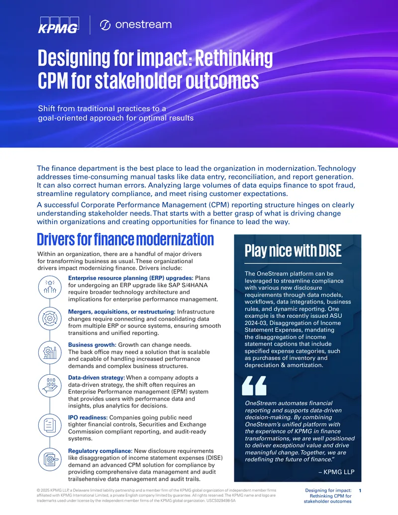 Designing for Impact in Corporate Performance Management