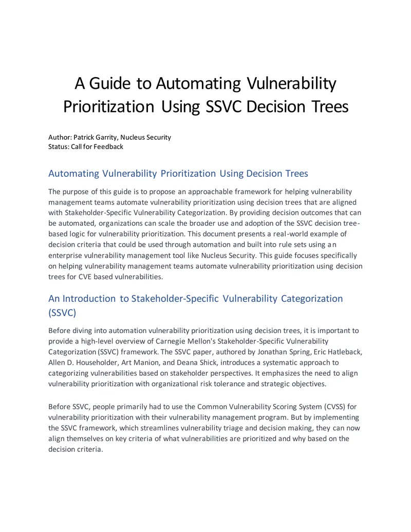 Guide to Automating Vulnerability Prioritization Using SSVC Decision Trees