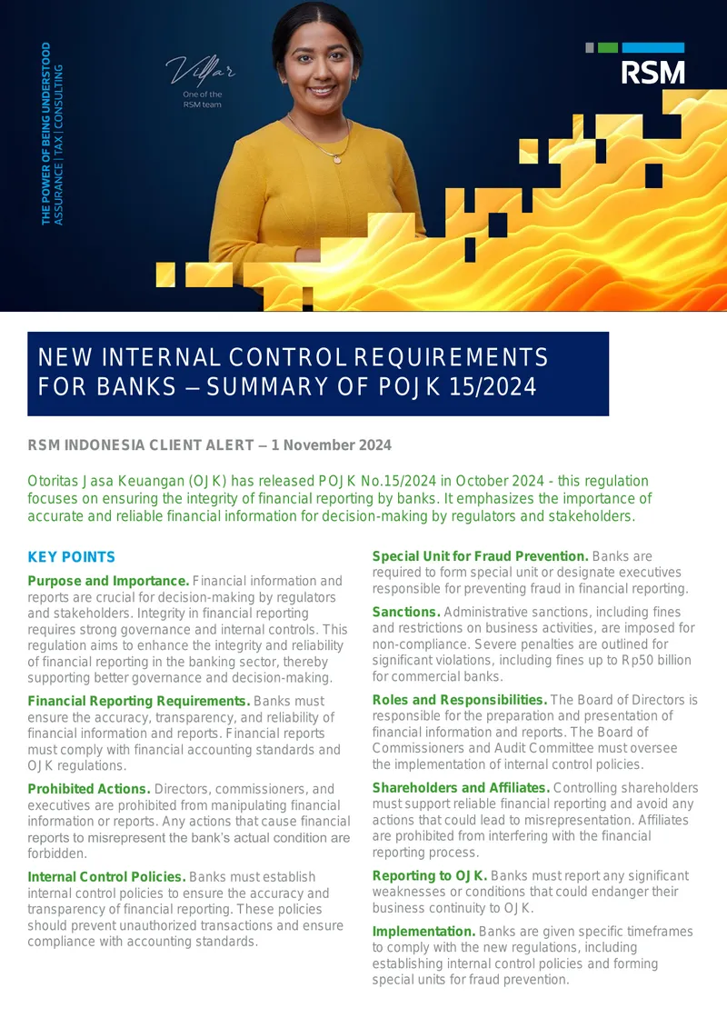 New Internal Control Requirements for Banks Summary