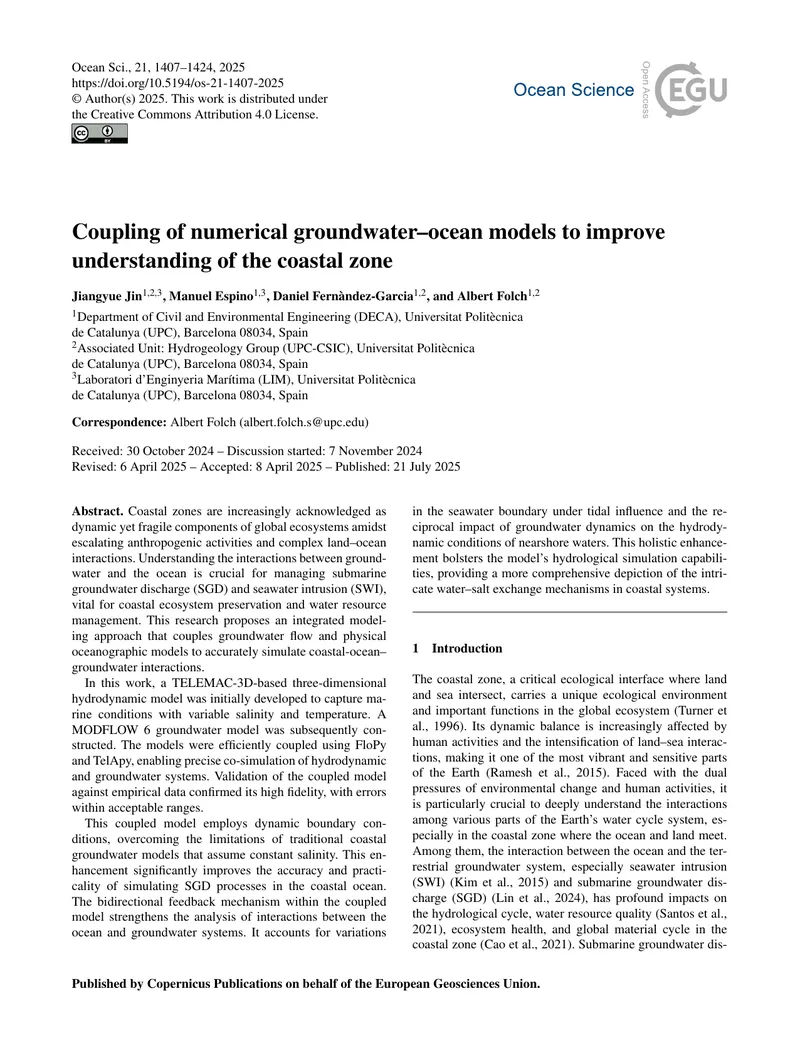 Coupling of Numerical Groundwater and Ocean Models