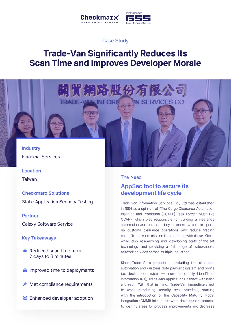 Trade-Van Application Security Implementation Case Study