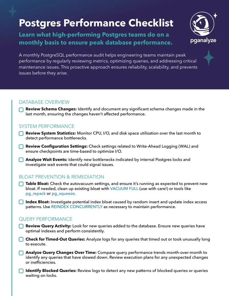 Postgres Performance Audit Checklist