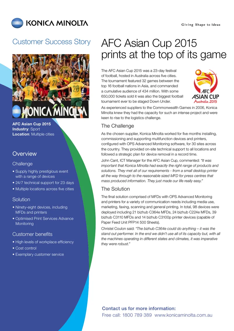 AFC Asian Cup 2015 Logistics Support Case Study