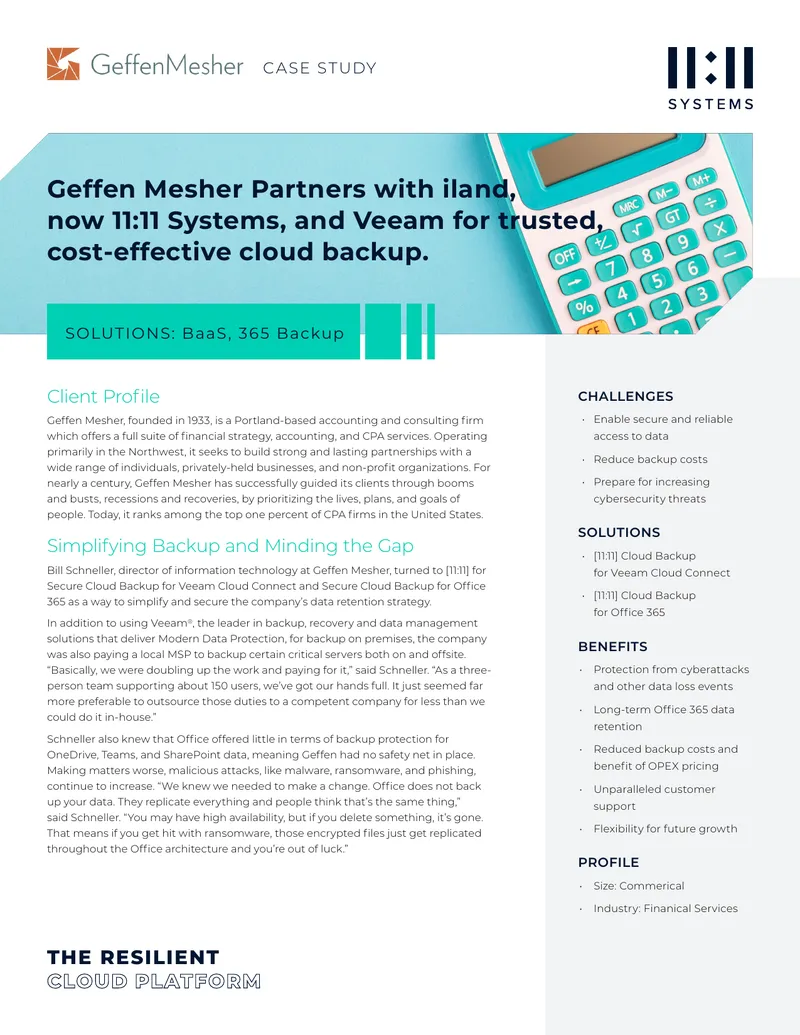 Geffen Mesher Cloud Backup Partnership Case Study