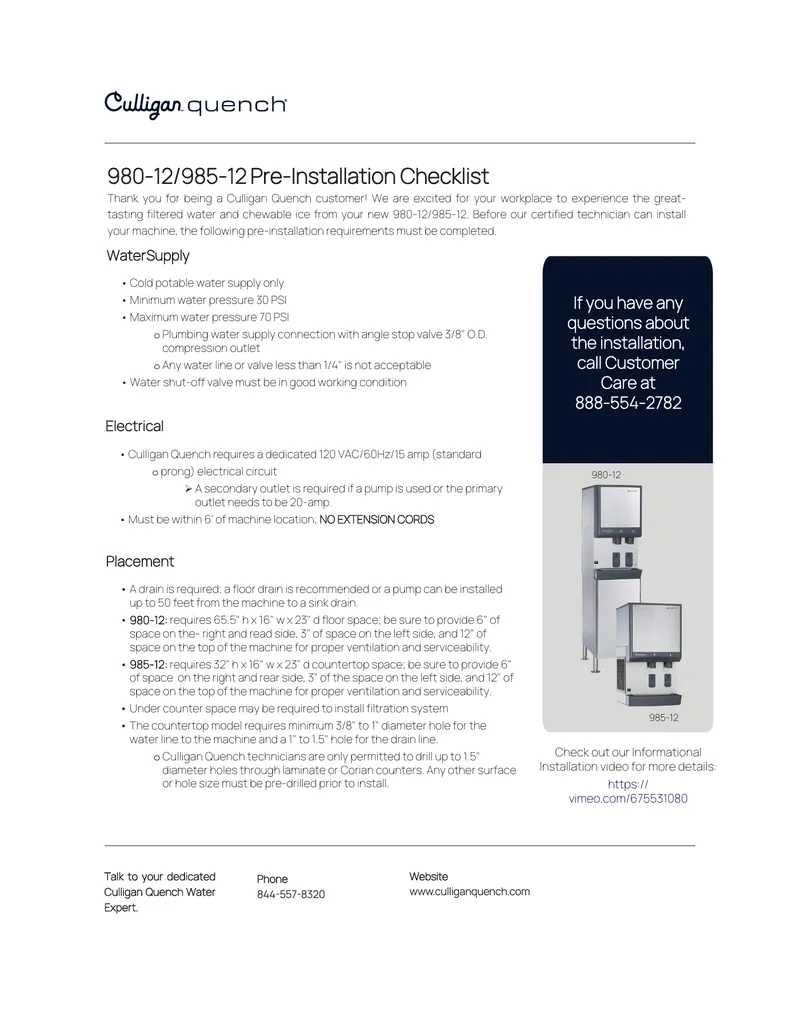 Culligan Quench Installation Standards Guide