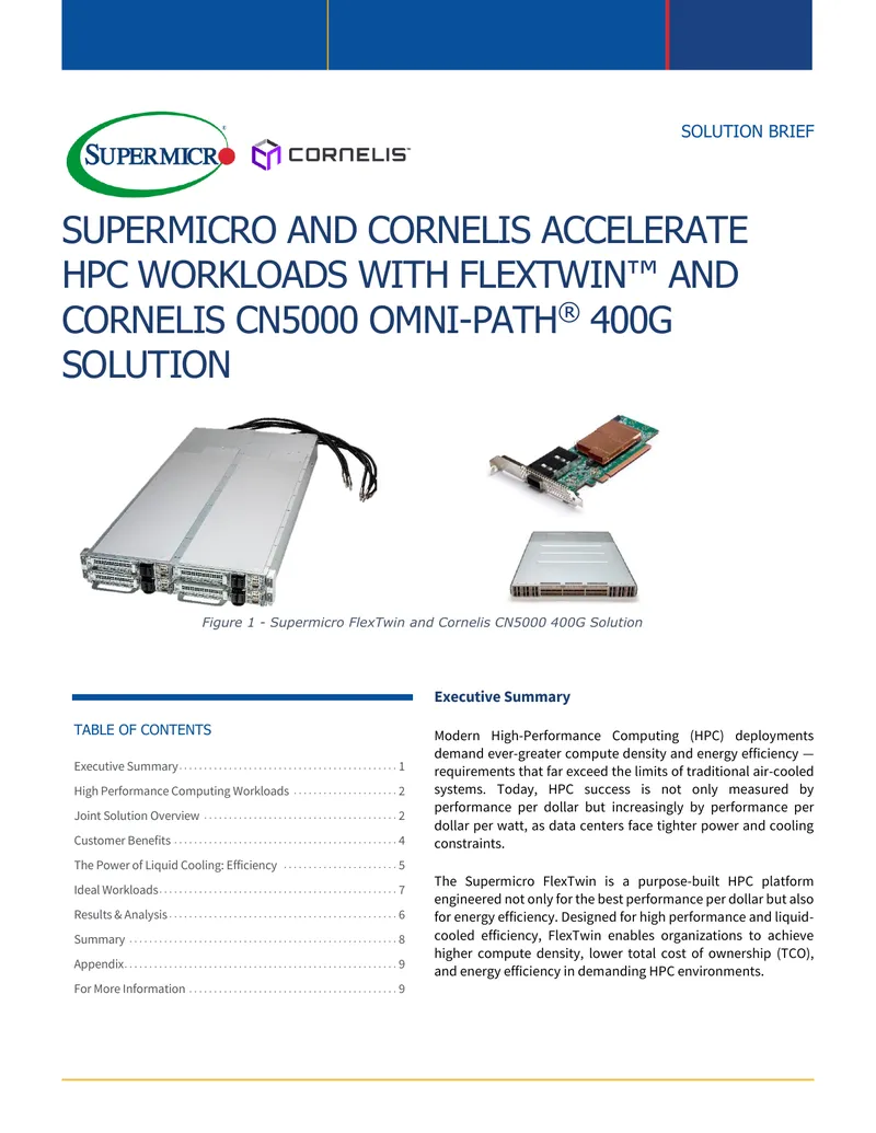 Supermicro and Cornelis HPC Workload Acceleration Solution Brief